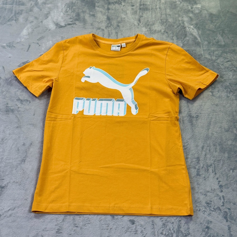 Puma Mens Classics Logo Tee Golden Rod Yellow Graphic T-Shirt 595132 25 S